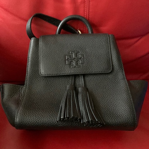 NWOT Tory Burch Thea Black Pebbled Leather Mini Backpack Bag - Picture 2 of 13